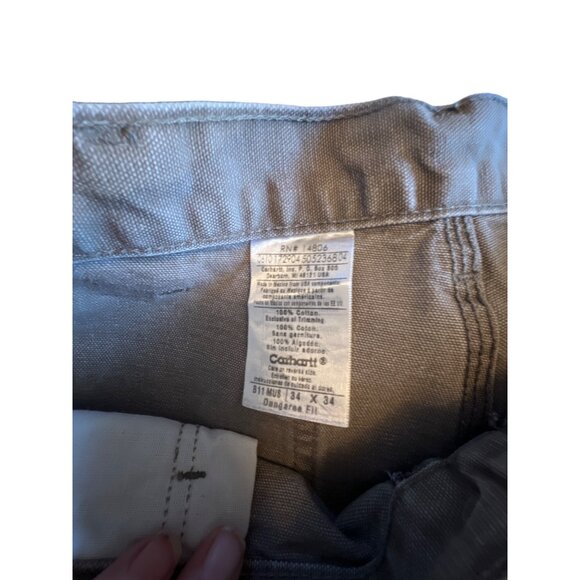 Carhartt Mens Dungaree Fit Khaki Pants Brown Duck Cloth Work Jeans Size 34X34 - Picture 3 of 5